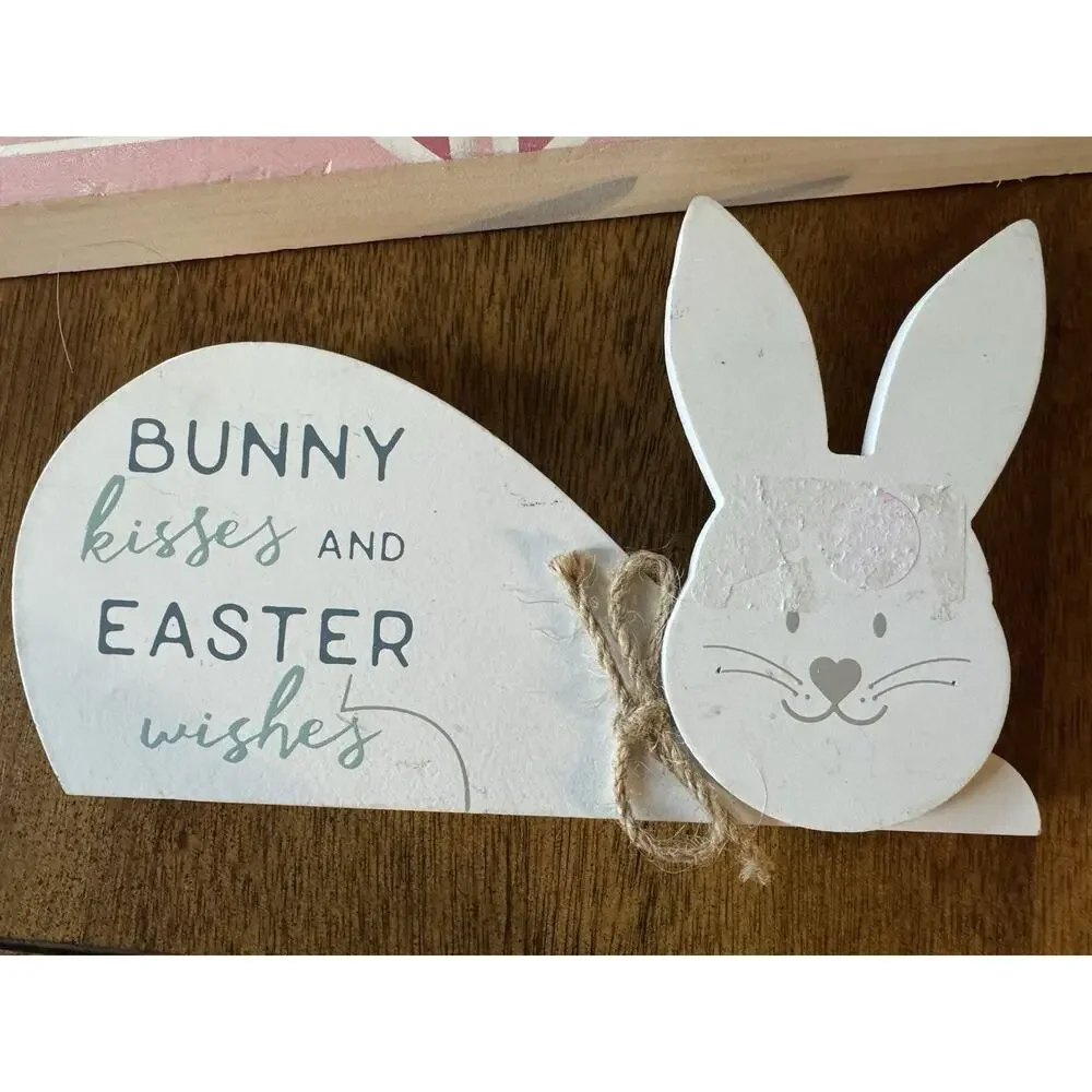 Lot of 3 Easter Wood Signs | Easter Truck Easter Bunny Blvd Bunny Kisses Decor